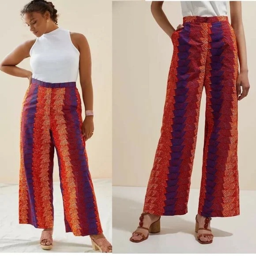 SIKA Taylor Abstract Wide-Leg Pants Trousers from Anthropologie sz 16 16W